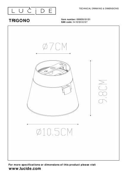 Lucide TRIGONO - Foco de techo - Ø 10,5 cm - 1xGU10 - Blanco - TECHNISCH